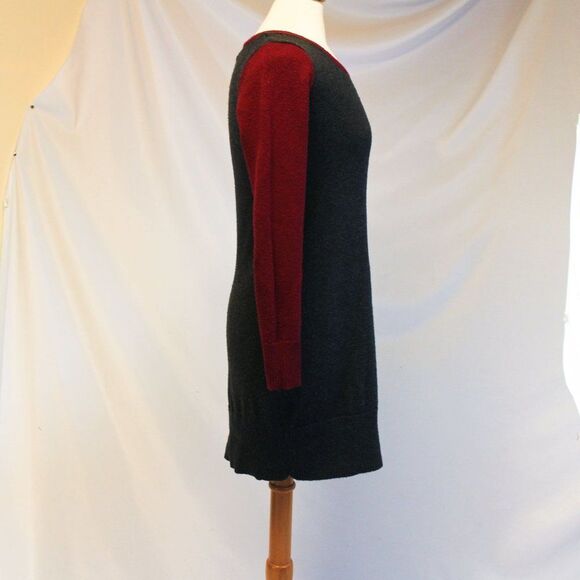 Gray and Red Colorblock Sweater Dress M - Picture 6 of 8